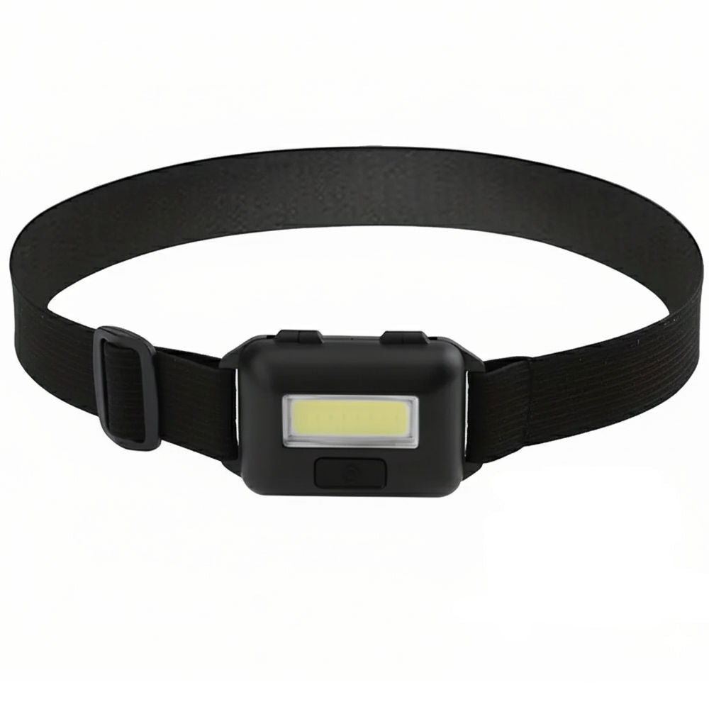 Mini Lanterna Portáti de Cabeça COB ABS para Pesca, Acampamento, Caminhada, Corrida e Escalada - Sem Bateria, Preto